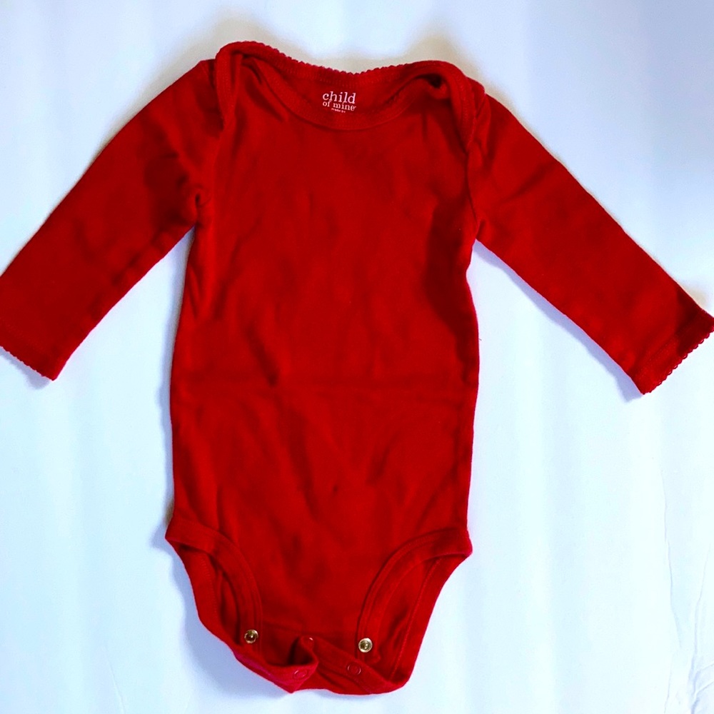 Carter's Child of Mine One Piece Red Body Suit 100% Cotton Snap Closure 3-6 mo